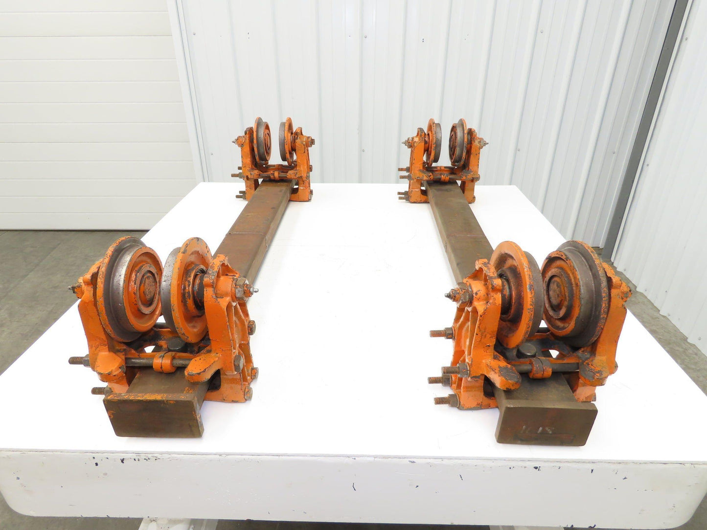 Cleveland Tramrail Bridge Crane 46" Stop Bar ES Idler Heads WA 5"Wheels Set of 2