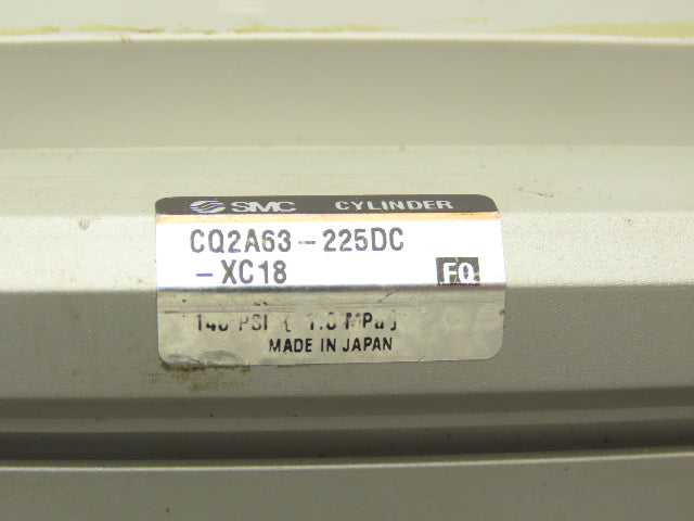 SMC CQ2A63-225DC-XC18 Pneumatic Air Cylinder 63mm Bore 225mm Stroke 145psi