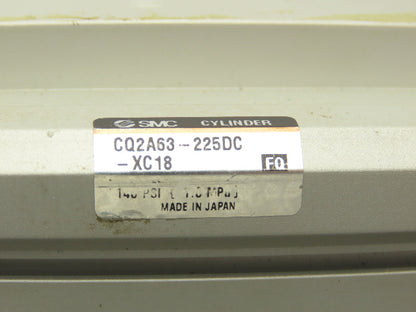 SMC CQ2A63-225DC-XC18 Pneumatic Air Cylinder 63mm Bore 225mm Stroke 145psi