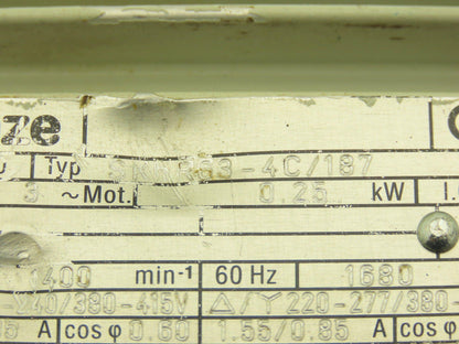 Lenze GST04-1MVCR-063-32 Inline Gearmotor 7.18 Reducer .25kw 234rpm 230/460V