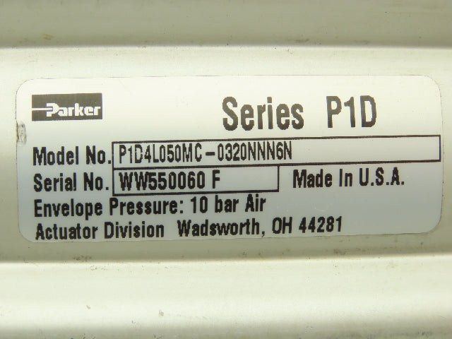 Parker Pneumatic Air Cylinder 50mm Bore 320mm Stroke 145psi Locking Rod
