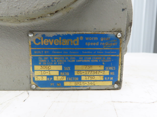 Cleveland 30EC 73M Gearbox 10:1 Reducer 5Hp 175rpm LH Slotted Adapter Output
