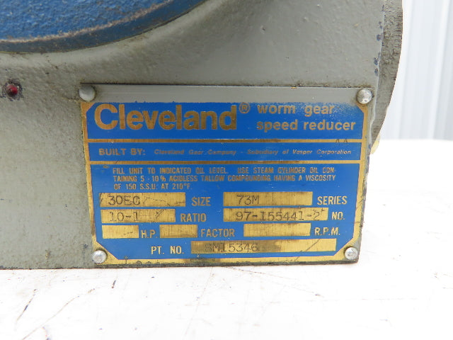 Cleveland 30EC 73M Gearbox 10:1 Reducer 5Hp 175rpm LH Slotted Adapter Output