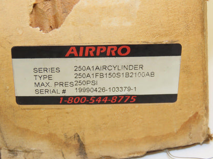 Airpro 250A1FB150S1B2100AB Pneumatic Air Cylinder 1.5" Bore 21" Stroke 250psi