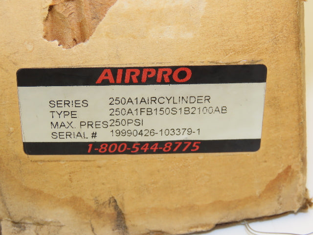 Airpro 250A1FB150S1B2100AB Pneumatic Air Cylinder 1.5" Bore 21" Stroke 250psi