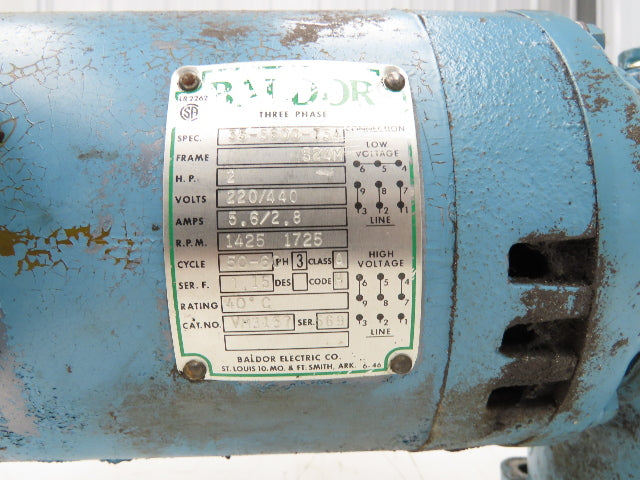 Baldor VM3157 Gearmotor 15:1 Morse Reducer 2Hp 115rpm Dual Output 230/460V 3PH