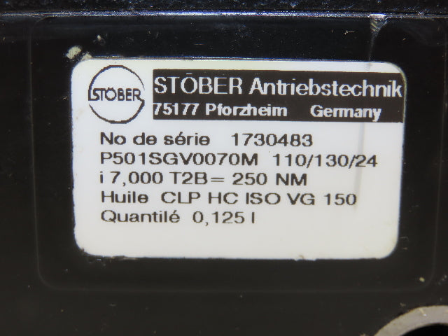 Stober P501SGV0070M 110/130/24 Inline Servo Gearhead 7:1 Gearbox Reducer 250Nm
