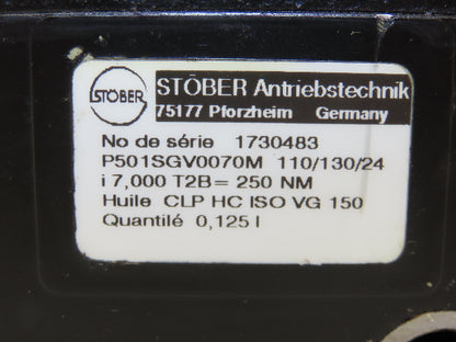 Stober P501SGV0070M 110/130/24 Inline Servo Gearhead 7:1 Gearbox Reducer 250Nm