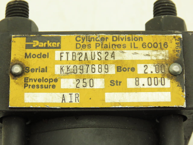 Parker FTB2AUS24 Pneumatic Air Cylinder 2" Bore 8" Stroke 250psi