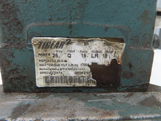 Baldor VM3611T Gearmotor 15:1 Tigear Reducer 3Hp 115rpm Dual Output 230/460V 3PH