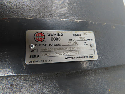 Emerson US Motors HWN2502GM0004V53XU182TCNM Gearbox 90:1 Reducer Dual Shaft