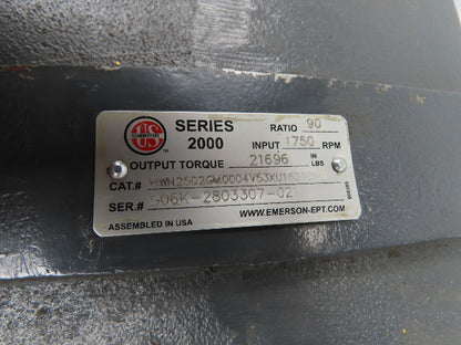 Emerson US Motors HWN2502GM0004V53XU182TCNM Gearbox 90:1 Reducer Dual Shaft