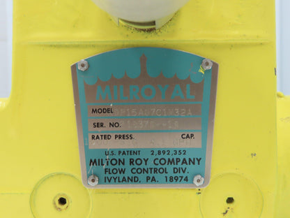 Milton Roy MDP15A07C1M32A Milroyal Metering Pump 4.1 GPH 1000 PSI