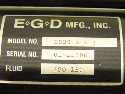 E.G.D. SS20 Spring Return Hydraulic Shock Absorber 2" Bore 3" Stroke 47100 In-Lb