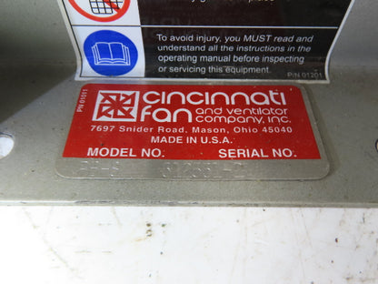 Cincinnati Fan PB-8 Centrifugal Blower 280 CFM 1/2Hp 3450rpm 230/460V 4" Outlet