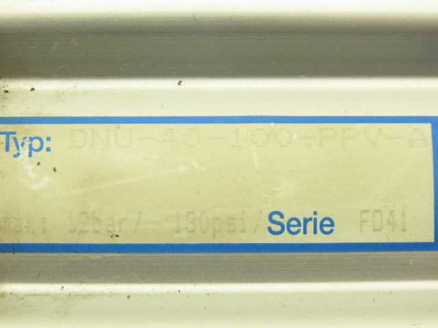 Festo DNU-40-100-PPV-A Pneumatic Air Cylinder 40mm Bore 100mm Stroke 180psi