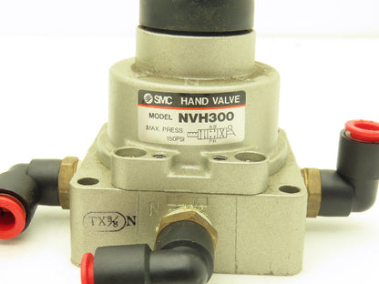 SMC NVH300 Pneumatic Rotary Hand Valve 3/8 NPT 3 Position Lot of 2