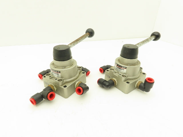 SMC NVH300 Pneumatic Rotary Hand Valve 3/8 NPT 3 Position Lot of 2