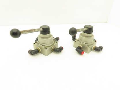 SMC NVH300 Pneumatic Rotary Hand Valve 3/8 NPT 3 Position Lot of 2
