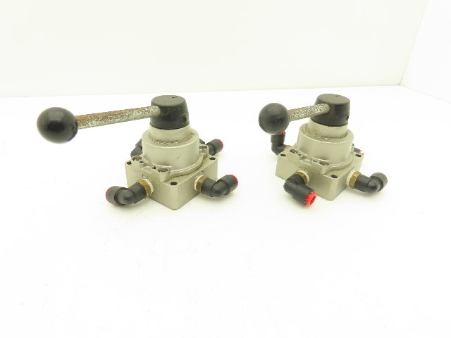 SMC NVH300 Pneumatic Rotary Hand Valve 3/8 NPT 3 Position Lot of 2