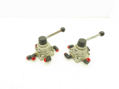 SMC NVH300 Pneumatic Rotary Hand Valve 3/8 NPT 3 Position Lot of 2
