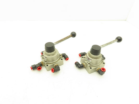 SMC NVH300 Pneumatic Rotary Hand Valve 3/8 NPT 3 Position Lot of 2
