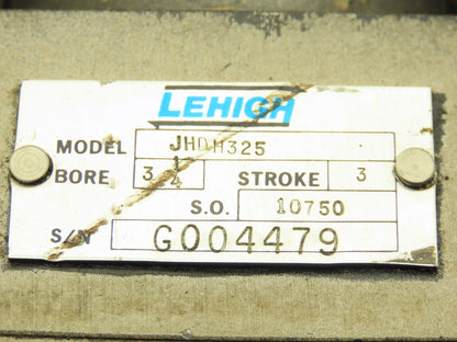 Lehigh JHDH325 Pneumatic Air Cylinder 3-1/4" Bore 3" Stroke