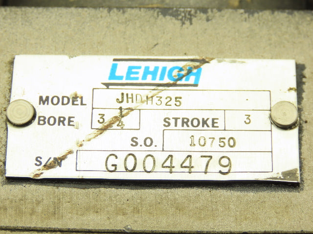 Lehigh JHDH325 Pneumatic Air Cylinder 3-1/4" Bore 3" Stroke