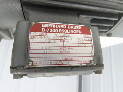 Bauer NPK830CFG00-111/200T-B-S Brake Gearmotor 165rpm 18:1 750W 85V w/Tacho