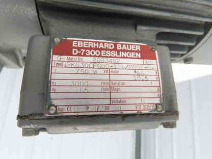 Bauer NPK830CFG00-111/200T-B-S Brake Gearmotor 165rpm 18:1 750W 85V w/Tacho