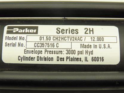 Parker CH2HCTV24AC Hydraulic Cylinder 1.5" Bore 12" Stroke 3000psi