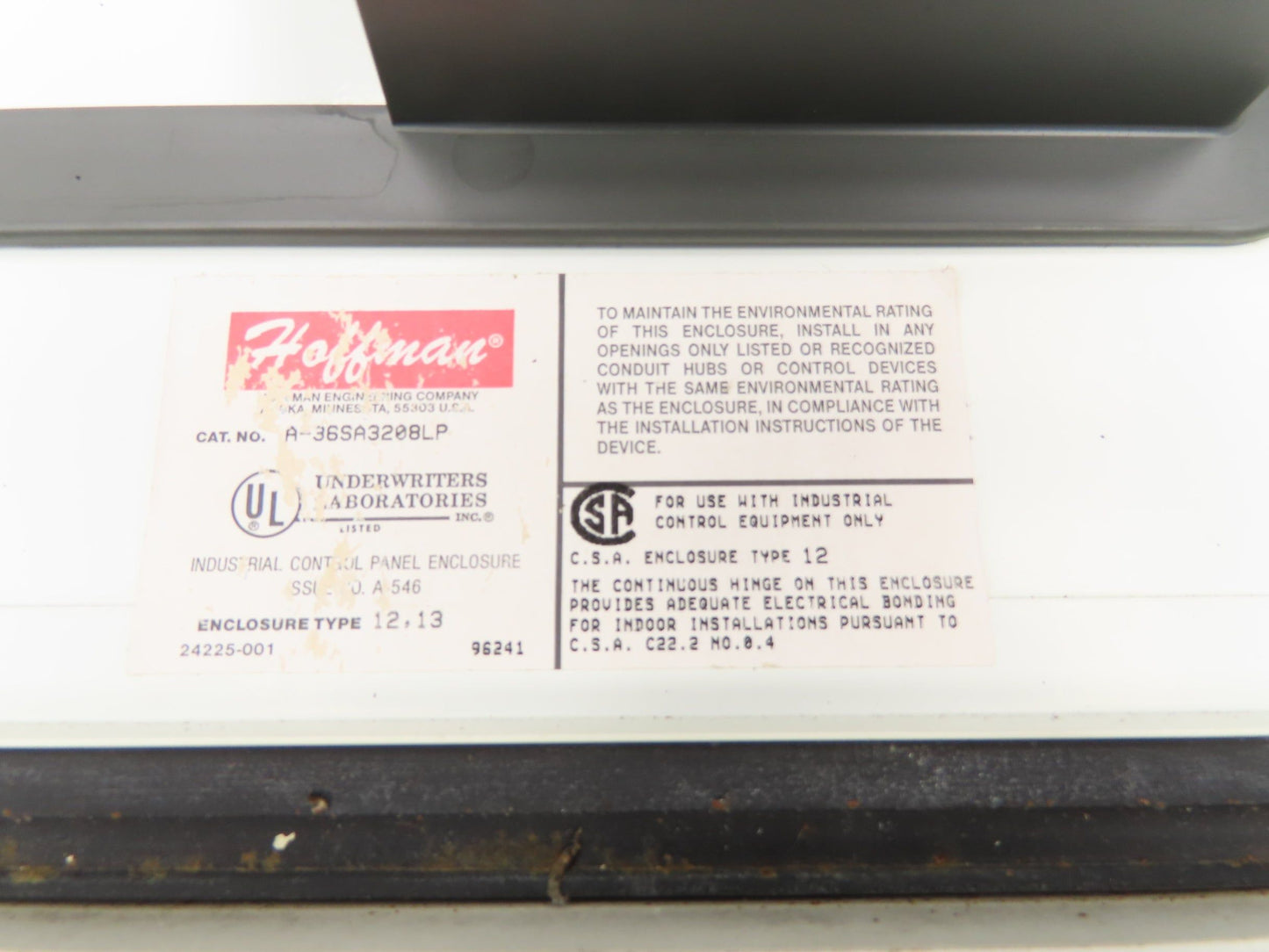 Hoffman A36SA3208LP Electrical Enclosure Control Panel Cabinet 36x32x8"