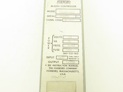 Foxboro H33-R52 62HM-4ES-OJ M/62H HMI Control Station 0 To 50 Dial