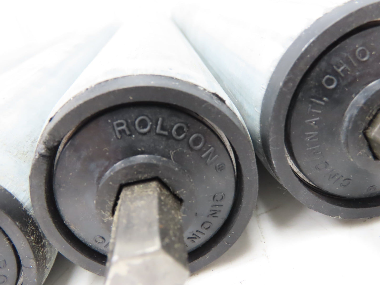 Rolcon 1.9"x 16"BF Galvanized Gravity Conveyor Roller 7/16" Hex Axle Lot of 10