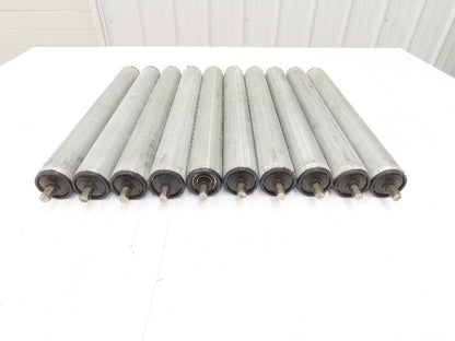 Rolcon 1.9"x 16"BF Galvanized Gravity Conveyor Roller 7/16" Hex Axle Lot of 10