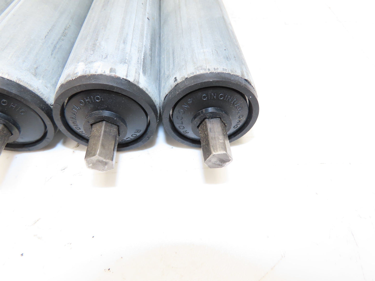 Rolcon 1.9"x 16"BF Galvanized Gravity Conveyor Roller 7/16" Hex Axle Lot of 10