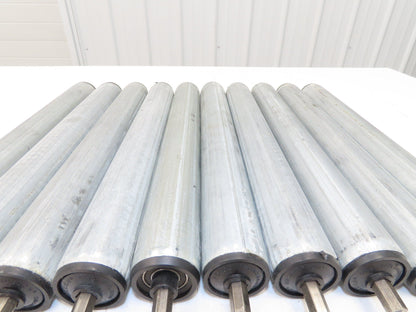Rolcon 1.9"x 16"BF Galvanized Gravity Conveyor Roller 7/16" Hex Axle Lot of 10