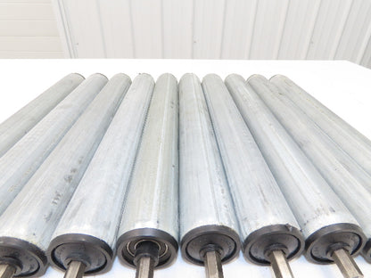 Rolcon 1.9"x 16"BF Galvanized Gravity Conveyor Roller 7/16" Hex Axle Lot of 10