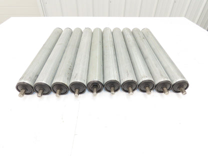 Rolcon 1.9"x 16"BF Galvanized Gravity Conveyor Roller 7/16" Hex Axle Lot of 10