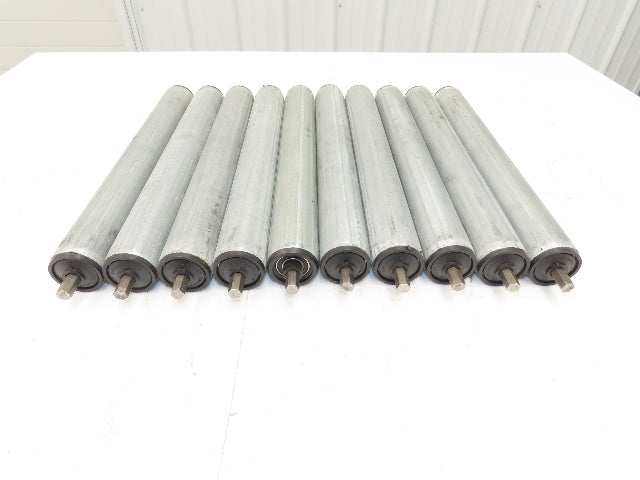 Rolcon 1.9"x 16"BF Galvanized Gravity Conveyor Roller 7/16" Hex Axle Lot of 10
