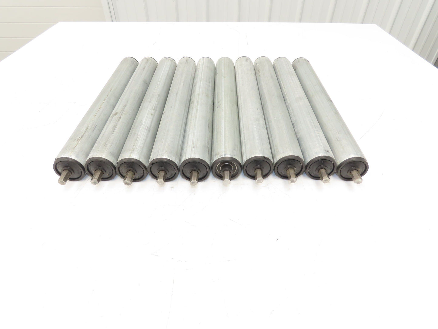 Rolcon 1.9"x 16"BF Galvanized Gravity Conveyor Roller 7/16" Hex Axle Lot of 10