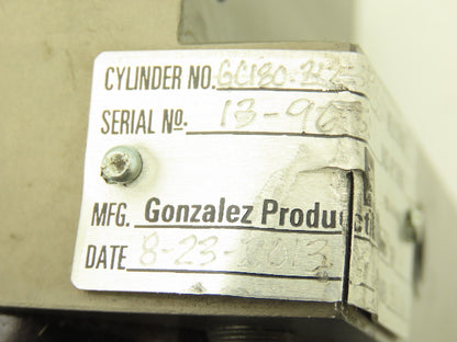 Gonzalez Production systems 2 Stage Pneumatic Air Cylinder 3" Bore 3" Stroke