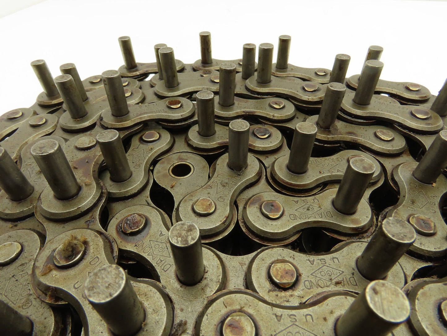 Diamond Roller Chain #100 Riveted E1 Pin Attachment 10' Single Strand 1.25"Pitch