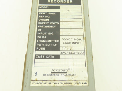 Foxboro E27R-S2RA6 E27R-S2RA6 M/62H HMI Recorder 120VAC Supply 30VDC Output