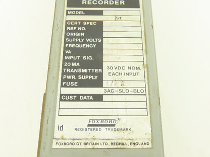 Foxboro E27R-S2RA6 E27R-S2RA6 M/62H HMI Recorder 120VAC Supply 30VDC Output