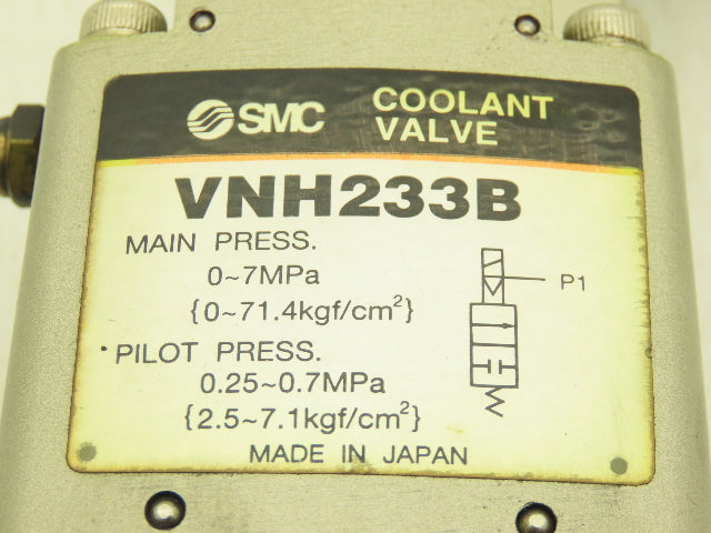 SMC VNH233B High Pressure Coolant Valve 3/8" RC 7MPa 1000psi