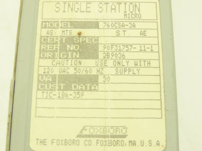 Foxboro 760CSA-3A Single Station Micro HMI Recorder 120VAC Supply