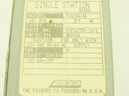 Foxboro 760CSA-3A Single Station Micro HMI Recorder 120VAC Supply