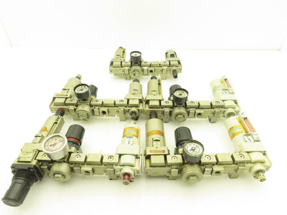 SMC Pneumatic Air Filter Regulator Check Valve Lubricator Assembly Lot of 5