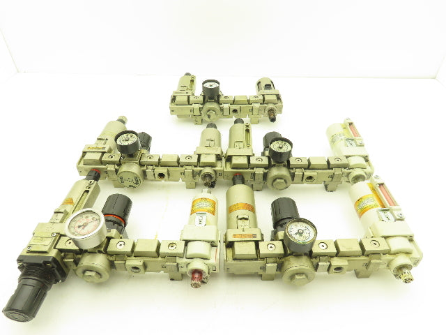SMC Pneumatic Air Filter Regulator Check Valve Lubricator Assembly Lot of 5